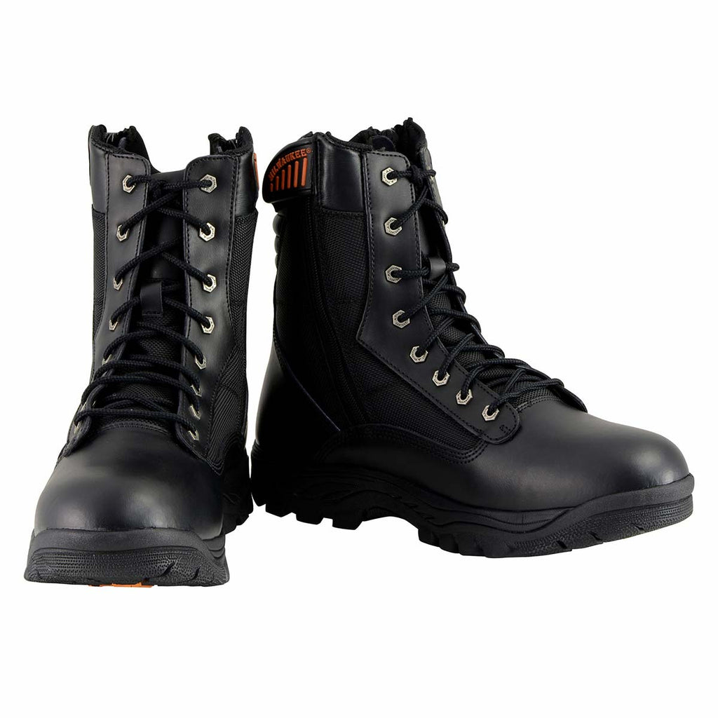 Milwaukee Leather MBM9110 Men's 9-Inch Black Leather Lace-Up Swat