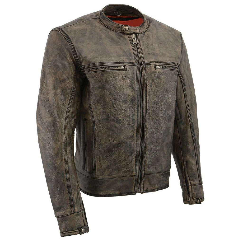 Milwaukee Leather MLM1550 Men's Vented Black-Beige Distressed