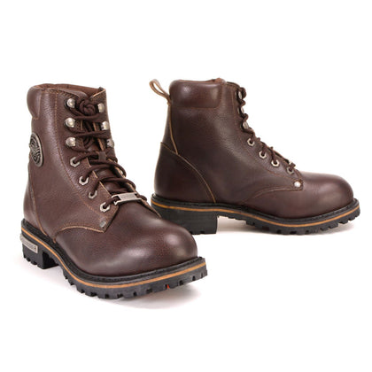 Milwaukee Leather Women's Dark Brown Leather Outdoors Lace-Up Boots for Bikers Casual MBL9308