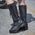 Milwaukee Leather Women's Wide-Width Classic Black Leather 14-Inch Harness Square Toe Tall Motorcycle Boots MBL9365W