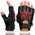 Xelement XG198 Men's Embroidered 'Flamed' Fingerless Black and Red Motorcycle Leather Gloves