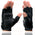 Xelement XG198 Men's Embroidered 'Flamed' Fingerless Black Motorcycle Leather Gloves