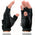 Shaf International SH878 Men's Black Leather Gel Padded Palm Fingerless Motorcycle Hand Gloves ‘Welted Genuine USA Deerskin’