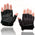 Milwaukee Leather MG7585 Men's Black Leather Gel Padded Palm Fingerless Motorcycle Hand Gloves w/ Full Panel Cover