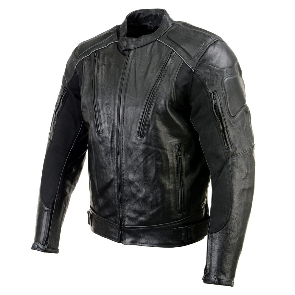 Xelement B9119 Men s Frenzy Black Armored Leather Motorcycle Jacket