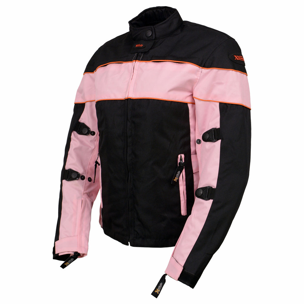 Xelement CF462 Women's 'Pinky' Black and Pink Tri-Tex Motorcycle