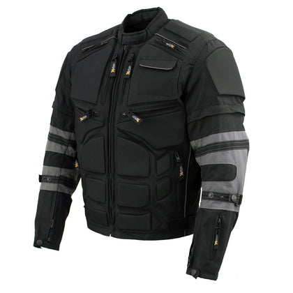 Xelement Men's Morph Black and Grey Tri-Tex Armored Jacket with Removable Sleeves CF5050