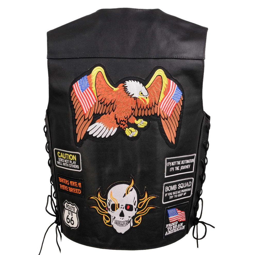 Patches on leather on sale vest