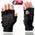 Milwaukee Leather MG7585 Men's Black Leather Gel Padded Palm Fingerless Motorcycle Hand Gloves w/ Full Panel Cover