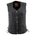 Milwaukee Leather LKL4700 Women's Black Leather Side Laces Round V-Neck Motorcycle Rider Vest with 4-Snaps Closure