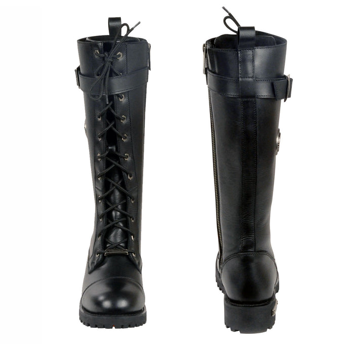 Milwaukee Leather MBL9355 Women's Black 14-inch Lace-Up High-Rise