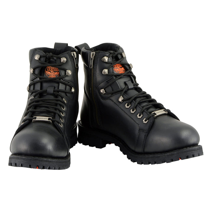 Milwaukee Leather MBM100 Men's Black Leather Lace-Up Motorcycle Boots