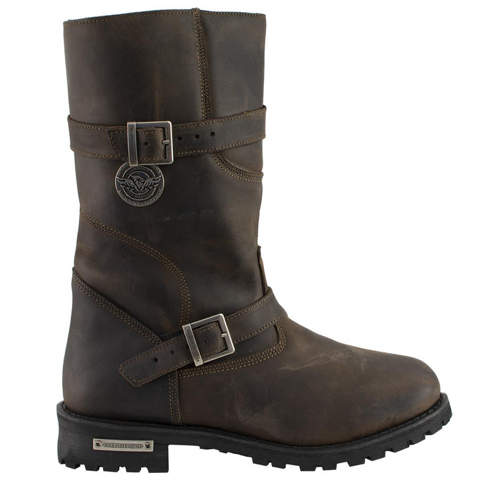 mens brown leather biker boots