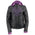 Milwaukee Leather ML2067 Women's 3/4 Black and Purple Leather Hoodie Jacket with Reflective Tribal Design