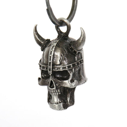 Milwaukee Leather MLB9029 'Viking Skull with Black Eyes' Motorcycle Good Luck Bell | Key Chain Accessory for Bikers