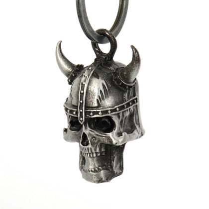 Milwaukee Leather MLB9052 'Viking Skull Horns with Black Eyes' Motorcycle Good Luck Bell | Key Chain Accessory for Bikers