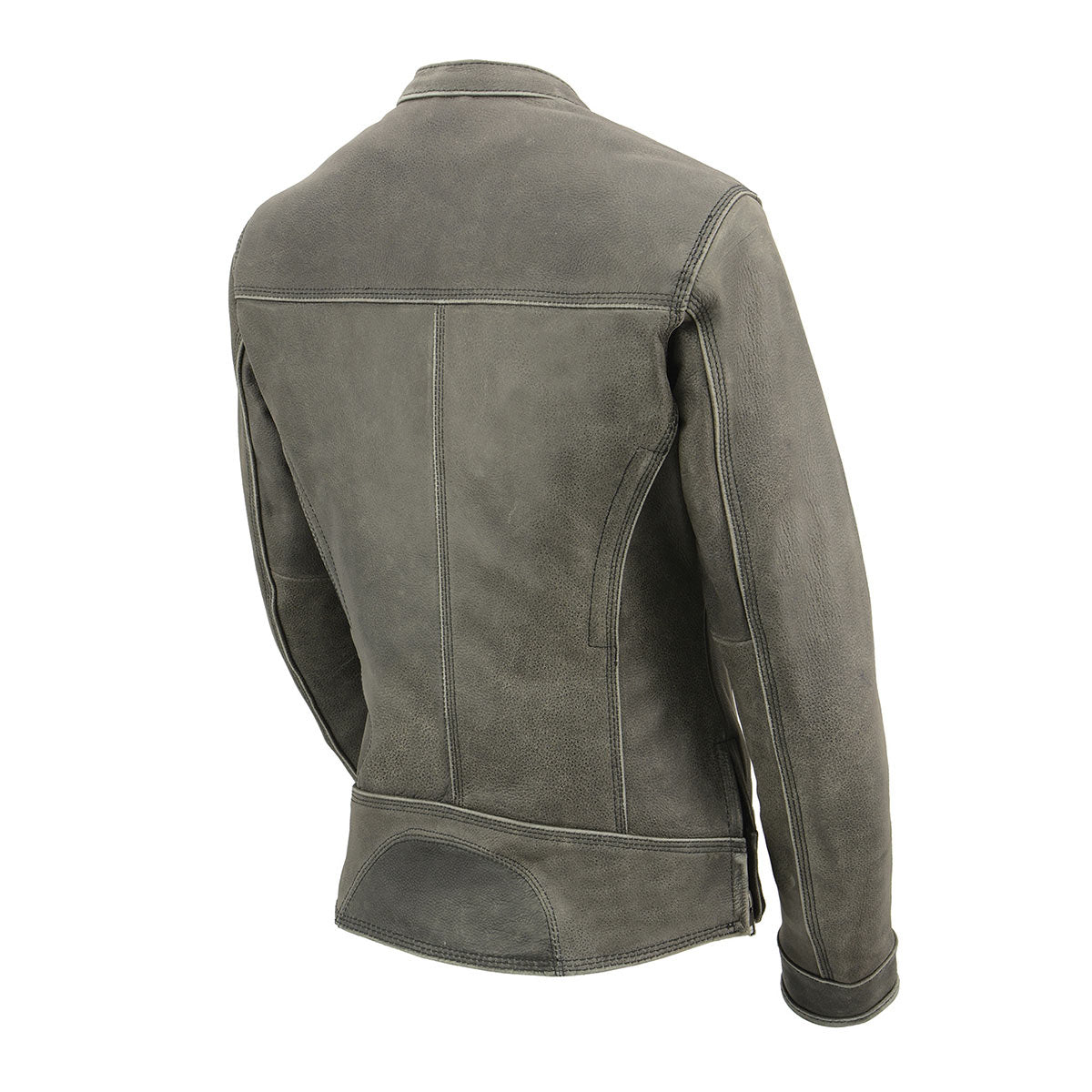 Milwaukee Leather Mll2550 Ladies Scooter Distressed Grey Leather Vented Jacket Dark Grey Large