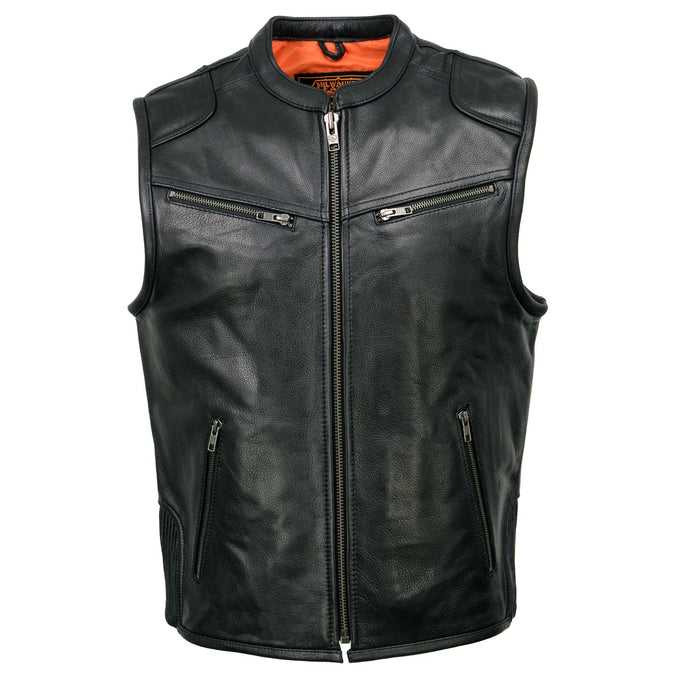 Leather vest sales with zipper