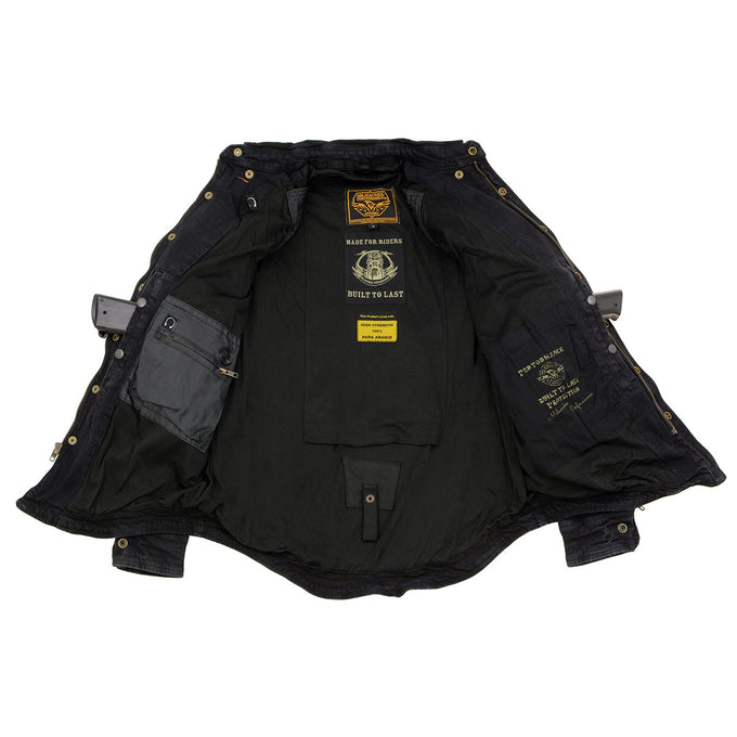 Milwaukee Leather MPM1620 Men's Black Flannel Biker Shirt with CE