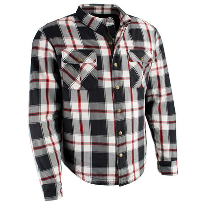 Milwaukee Leather MPM1625 Men's Plaid Flannel Biker Shirt with CE Approved Armor - Reinforced w/ Aramid Fibers