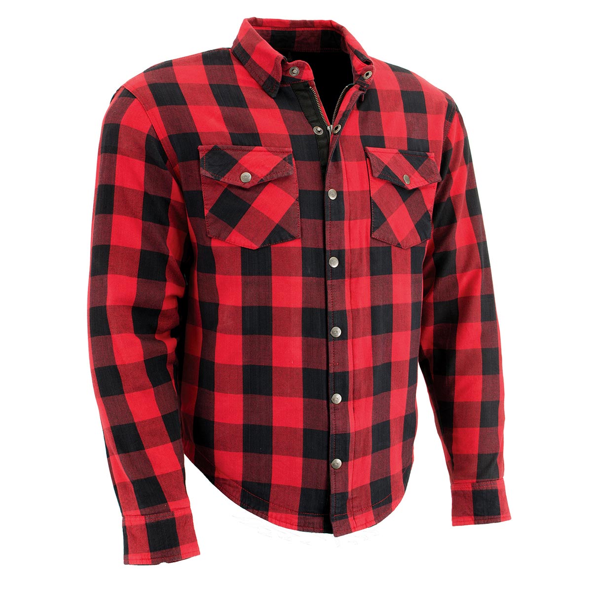 Milwaukee Leather MPM1631 Men's Plaid Flannel Biker Shirt with CE Approved  Armor - Reinforced w/ Aramid Fiber