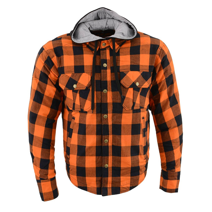 Milwaukee Leather MPM1642 Men's Plaid Hooded Flannel Biker Shirt with