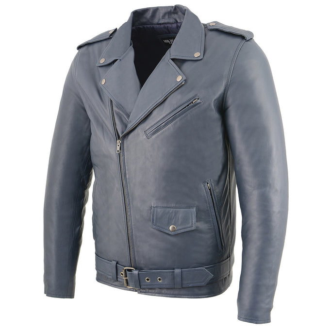 Blue jacket leather hotsell