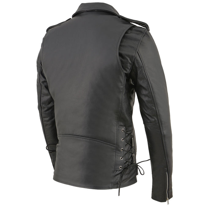 Premium Classic Side Lace Leather Motorcycle Jacket #M15L - Jamin Leather®