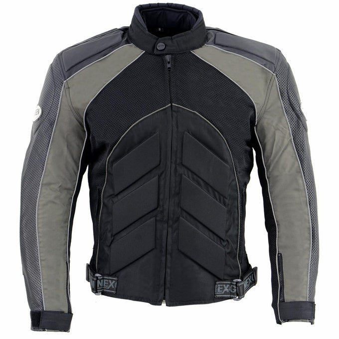 NexGen SH2153 Men's Black and Grey Armored Moto Textile and Leather
