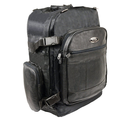Milwaukee Leather SH540 Medium Black Size Leather and Textile Motorcycle Sissy Bar Back Pack Bag