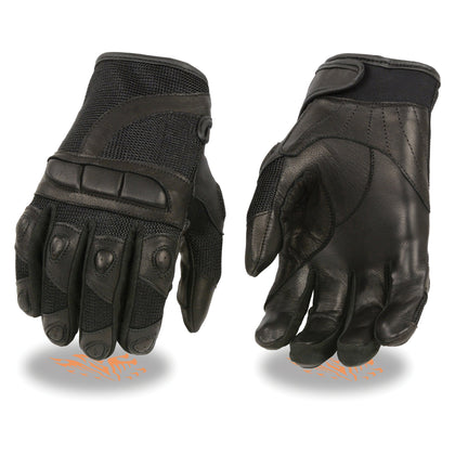Milwaukee Leather SH802 Women's Black Leather and Mesh Combo Racing Motorcycle Gloves W/ Padded Knuckle and Fingers