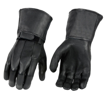 Milwaukee Leather Men's Gauntlet Motorcycle Hand Gloves-Deerskin Unlined Adjustable Wrist Strap Closure-SH864