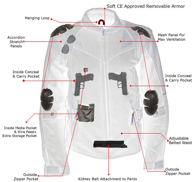 Armored Kevlar Soft-Shell Motorcycle Jacket w/ CE-Level 2 Armor