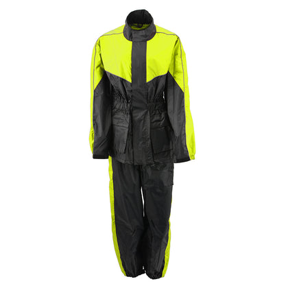 NexGen Ladies XS5001 Black and Hi-Vis Yellow Water Proof Rain Suit with Reflective Piping