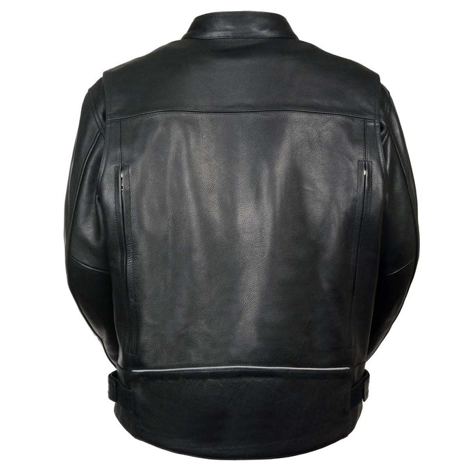 Z1R1540 Men's '357' Classic Collarless Black Leather Jacket