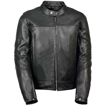 Z1R1540 Men’s ‘357’ Classic Collarless Black Leather Jacket