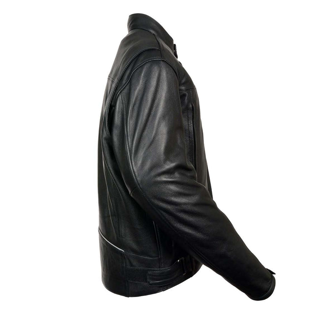 Z1R1540 Men's '357' Classic Collarless Black Leather Jacket