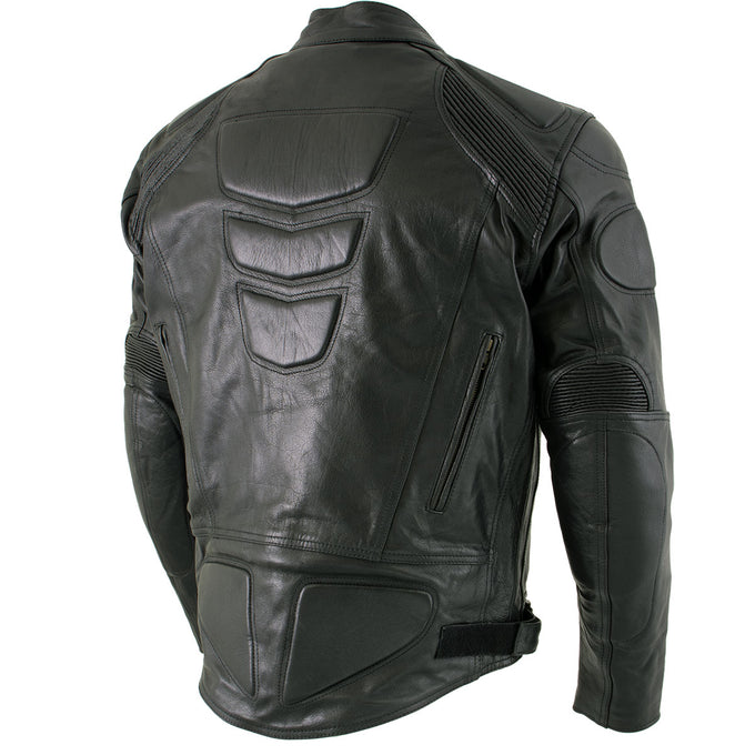 Xelement BXU1006 Men's 'Jax' Black Leather Motorcycle Hoodie Jacket wi