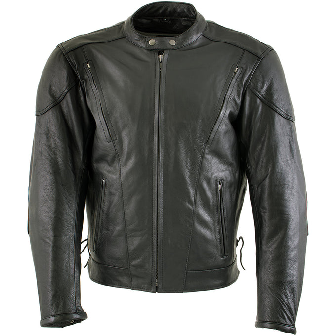 Xelement B96333 Men's 'Flying Mayhem Skull' Black Leather Moto Jacket