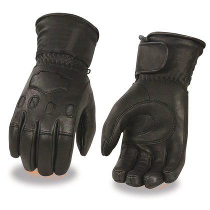 Milwaukee Leather G034 Men's Black Deerskin Leather Thermal Lined Gauntlet Gloves
