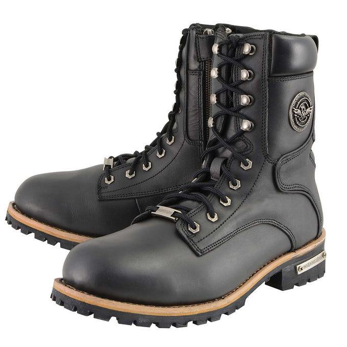 Milwaukee Leather MBM9095 Men's Classic Black Logger Lace-Up Boots