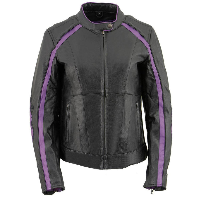 Milwaukee Leather ML1952 Women's Black and Purple Embroidered and Stud