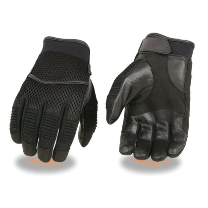 Xelement XG791 Men's Black Mesh and Leather Racing Gloves